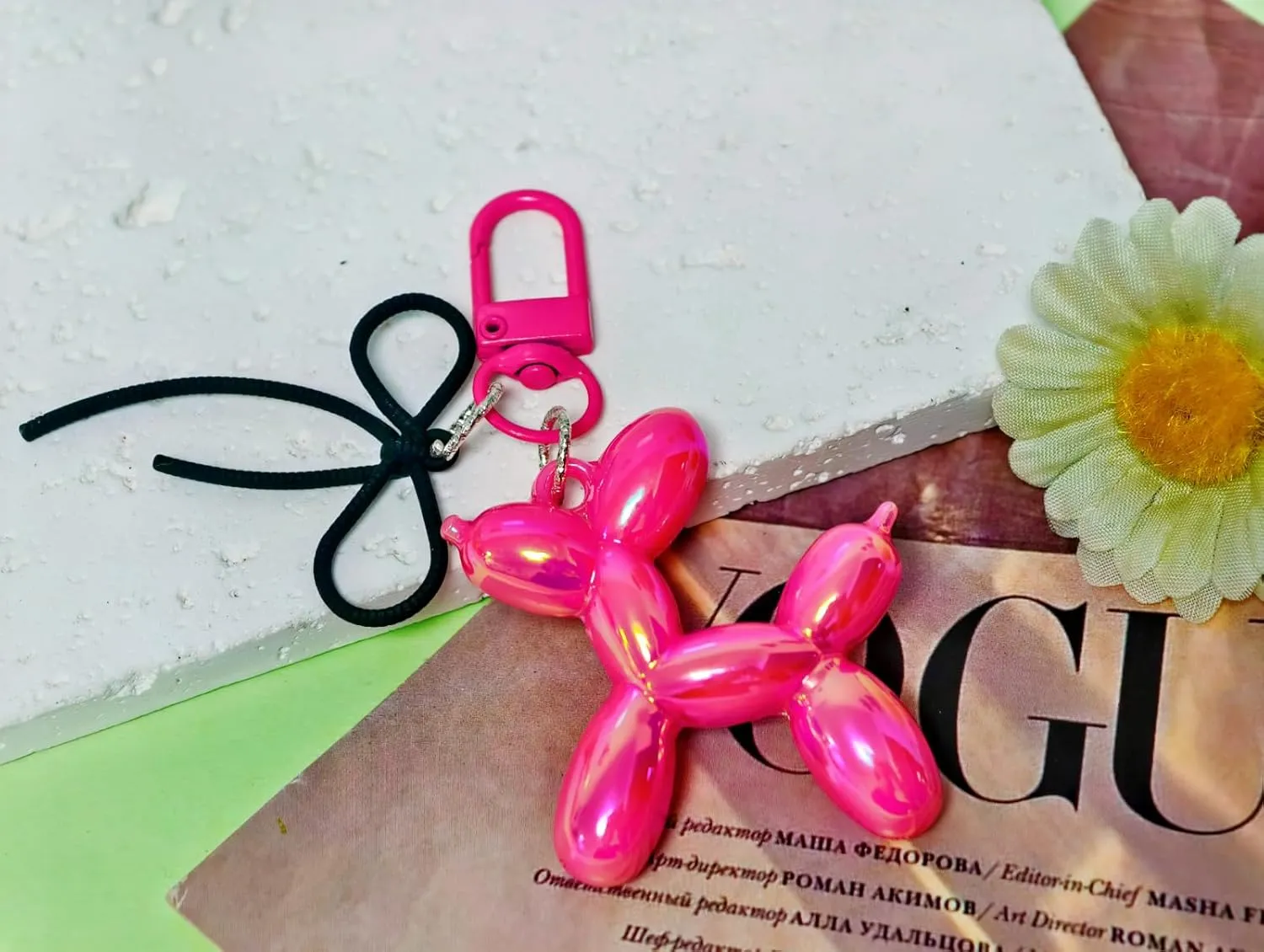 Cute Bow Jelly Balloon Dog Bag Charms Keychain Aesthetic Accessories for Purse Car Keys Handbag for Women Mom Her
