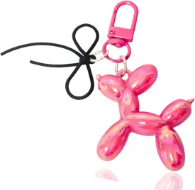 Cute Bow Jelly Balloon Dog Bag Charms Keychain Aesthetic Accessories for Purse Car Keys Handbag for Women Mom Her
