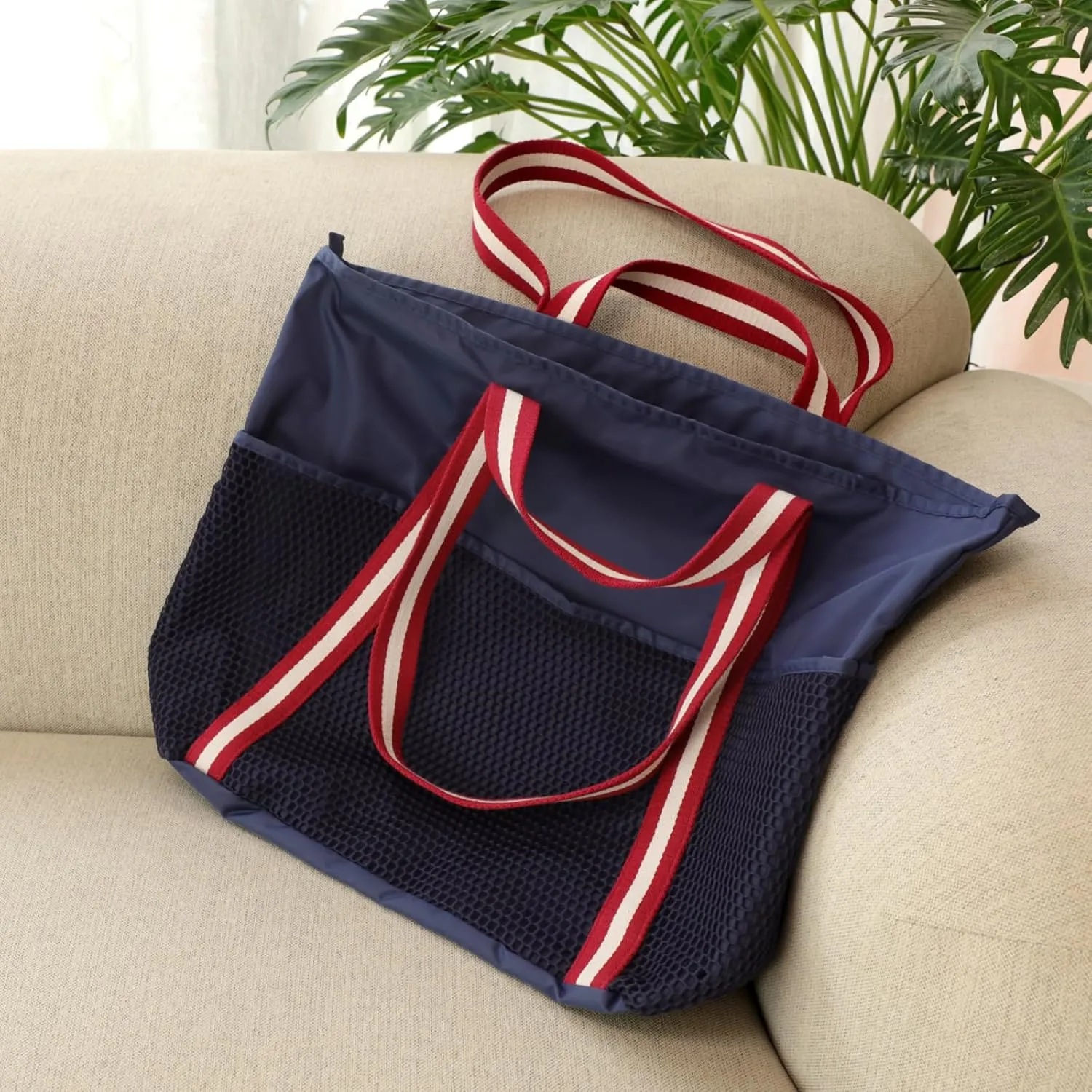 F-color Waterproof Beach Bags for Women - Machine Washable Travel Tote Bag with Zipper Cruise Swim Vacation Essentials