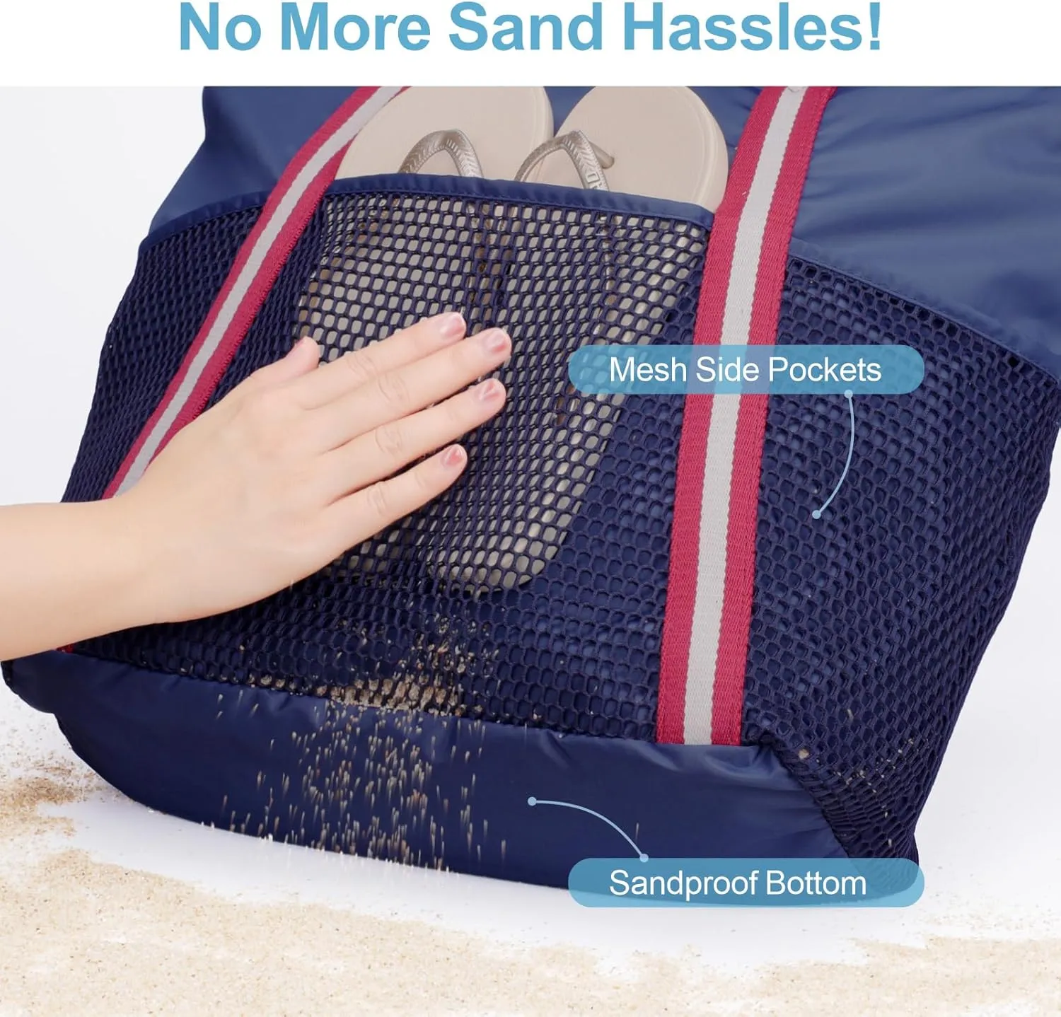 F-color Waterproof Beach Bags for Women - Machine Washable Travel Tote Bag with Zipper Cruise Swim Vacation Essentials