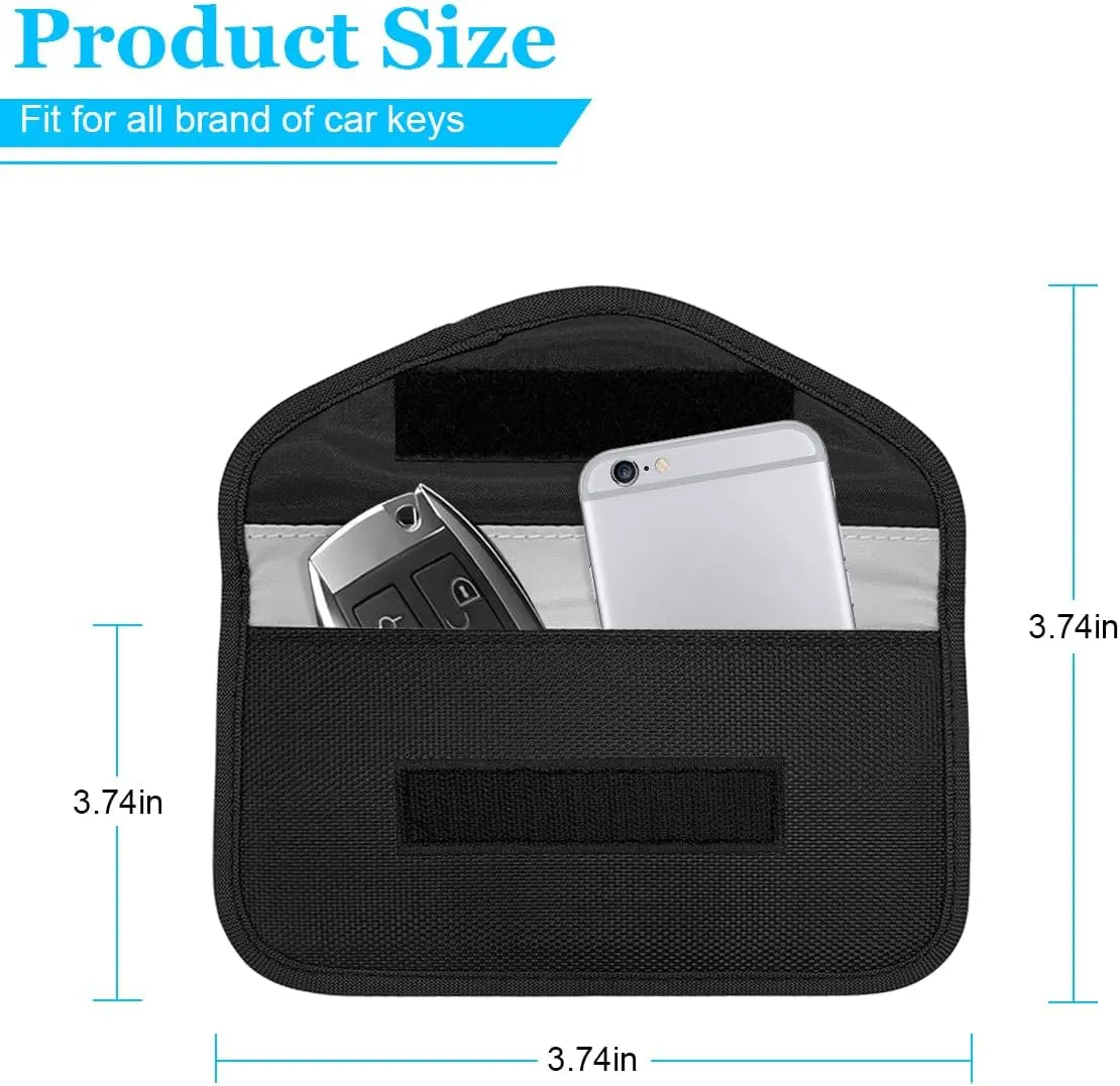Faraday Bag for Car Keys, RFID Anti-Theft Vehicle Keychain Signal Blocking Cages Pockets, Shielding Anti-Tracking RFID Signal Blocker Pouches, Universal for Truck, SUV, RV (Black)