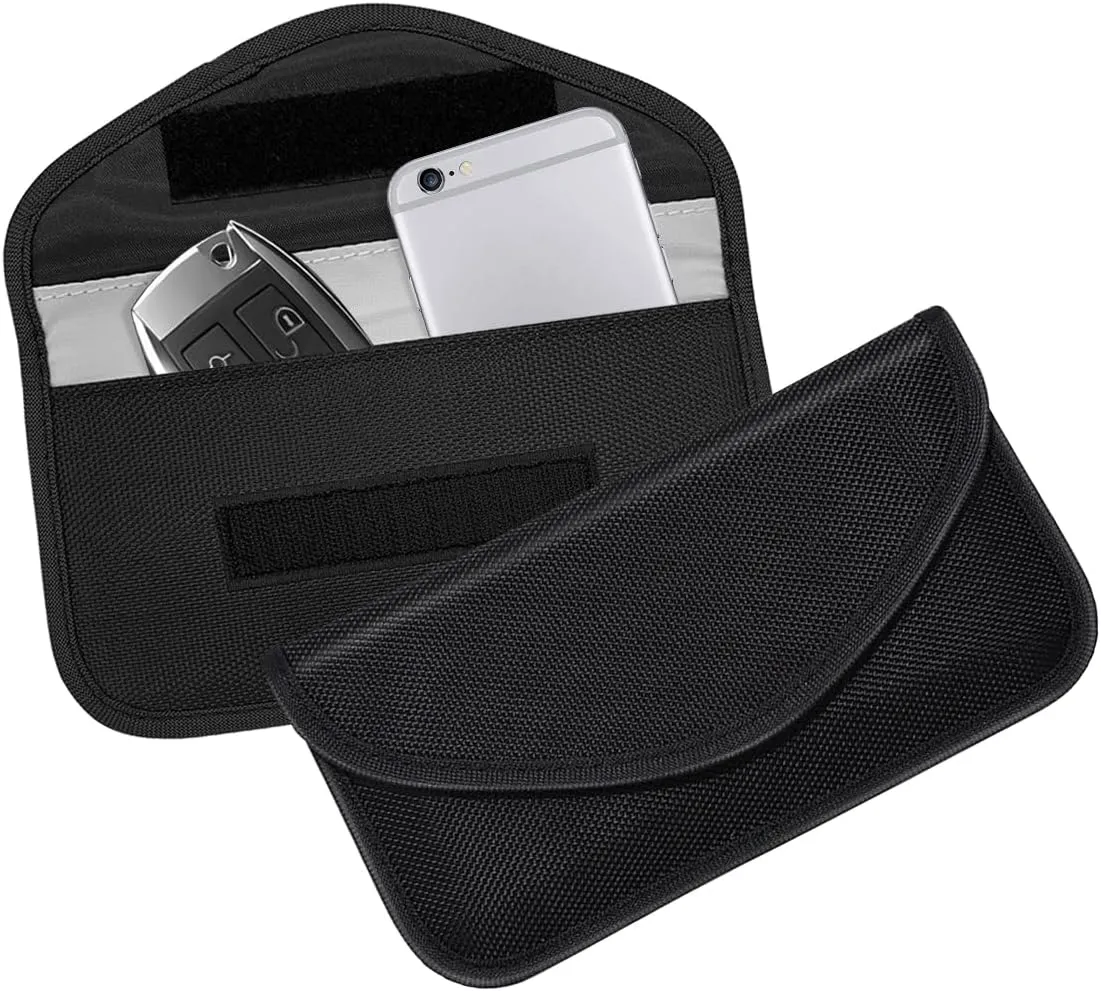 Faraday Bag for Car Keys, RFID Anti-Theft Vehicle Keychain Signal Blocking Cages Pockets, Shielding Anti-Tracking RFID Signal Blocker Pouches, Universal for Truck, SUV, RV (Black)