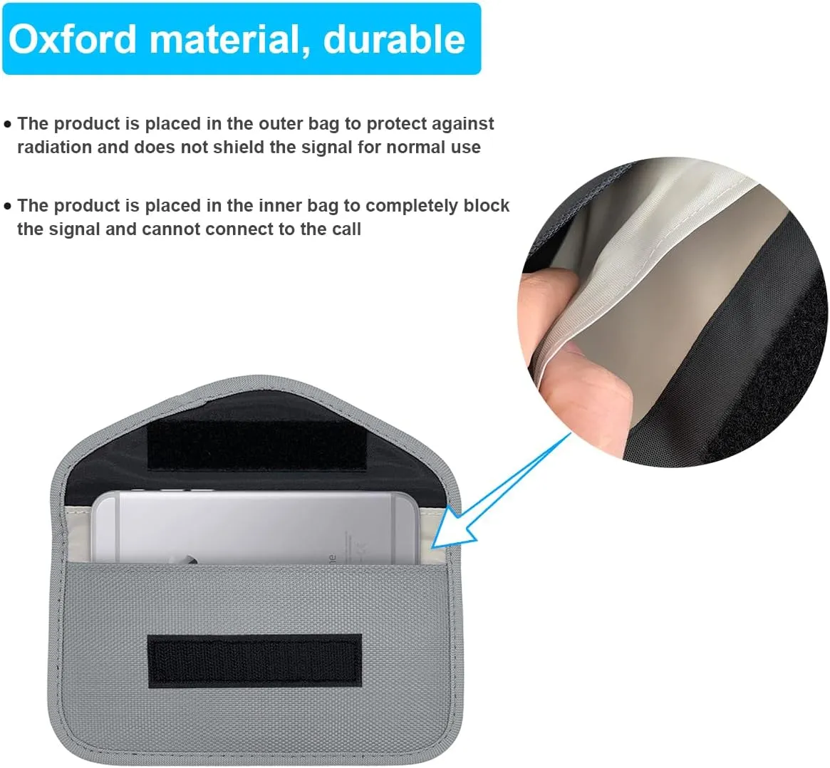 Faraday Bag for Car Keys, RFID Anti-Theft Vehicle Keychain Signal Blocking Cages Pockets, Shielding Anti-Tracking RFID Signal Blocker Pouches, Universal for Truck, SUV, RV (Light Grey)