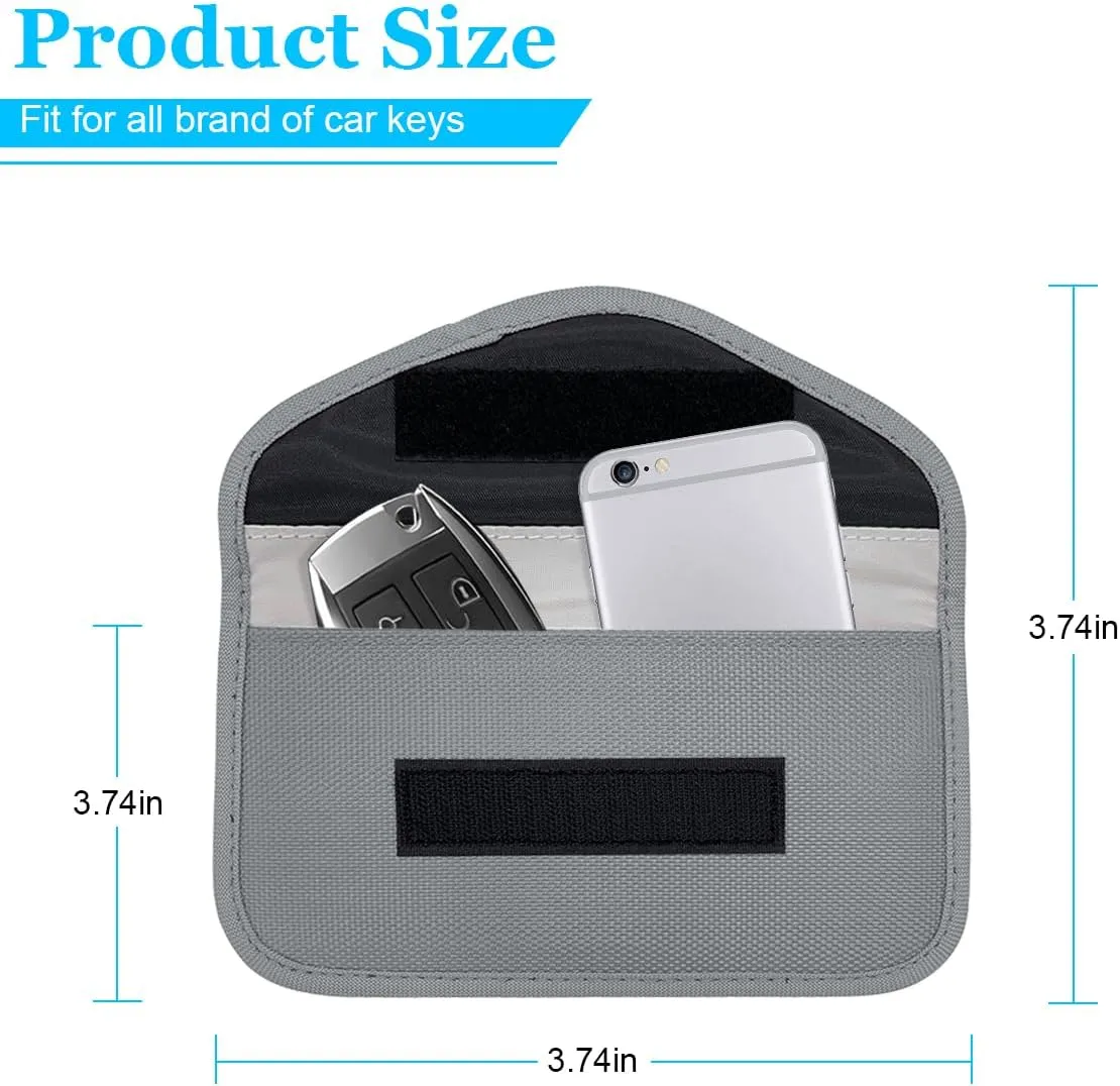 Faraday Bag for Car Keys, RFID Anti-Theft Vehicle Keychain Signal Blocking Cages Pockets, Shielding Anti-Tracking RFID Signal Blocker Pouches, Universal for Truck, SUV, RV (Light Grey)