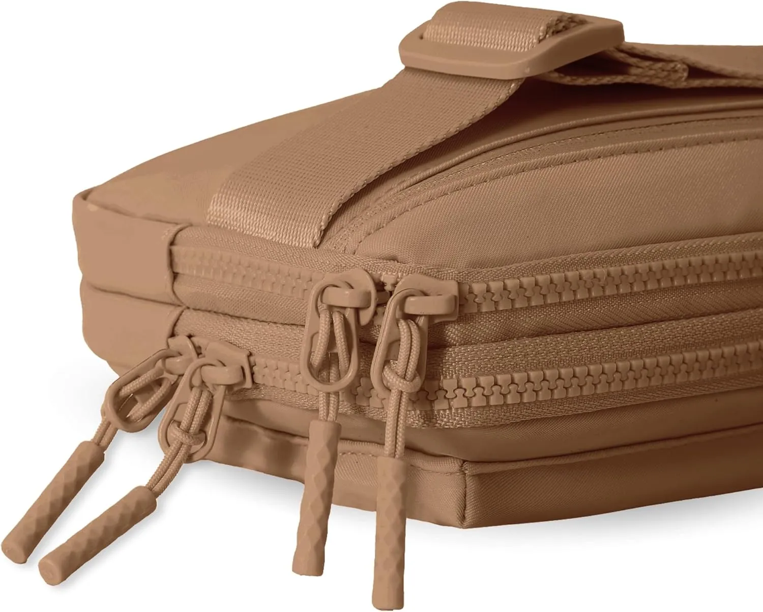 FORZAROCKET Essential  Belt Bag w/Long Strap 70"  Double Compartment  Crossbody Bag w/Extended Strap  Fanny Pack for Women Men  Two-Way Zipper Sling Bag  Travel & Plus Size Friendly, Light Brown