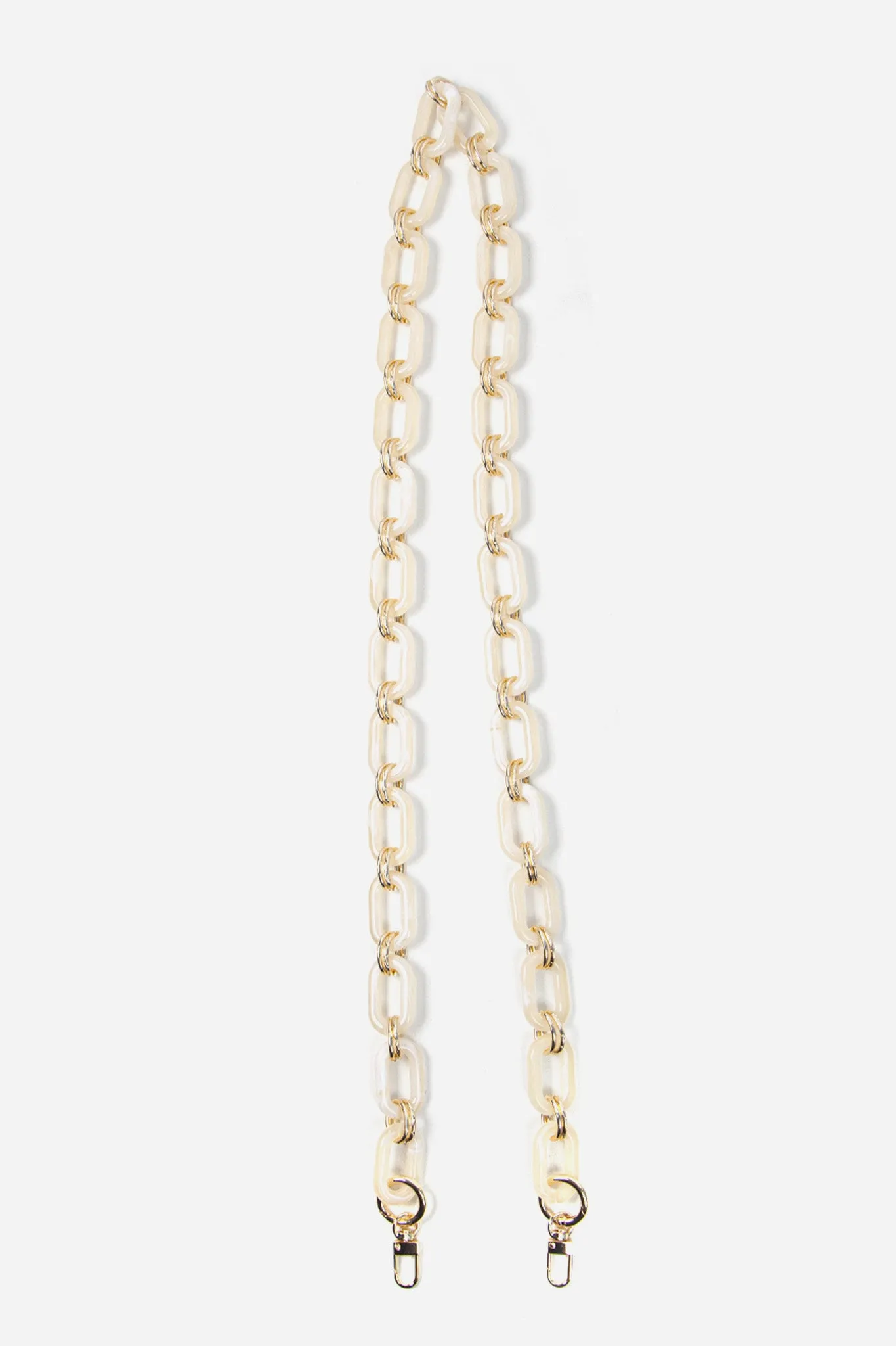 Glossy Square Link Bag Strap Cream