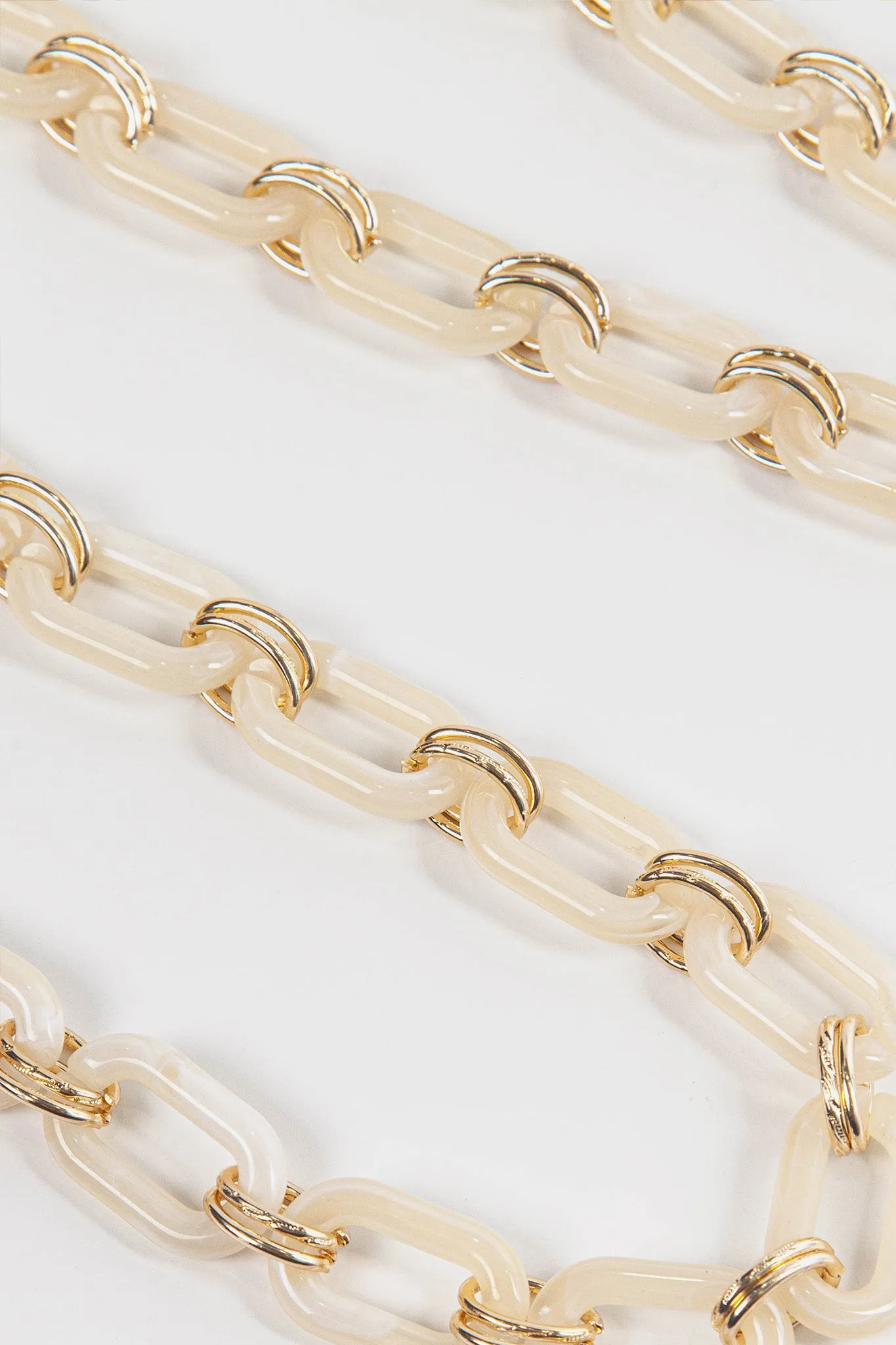 Glossy Square Link Bag Strap Cream
