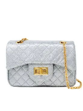 Handbag | Classic Quilted Mini Sparkle Bag- Silver | Tiny Treats and Zomi Gems