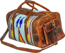 Handmade Premium Duffle Bag leather heavy duty Gym Sports Airplane Overnight Luggage Carry On Unisex Travel Hand woven Rug Bag Wollen Hand Bag Gift for His/Her (RUG DUFFLE BAG STYLE_02)