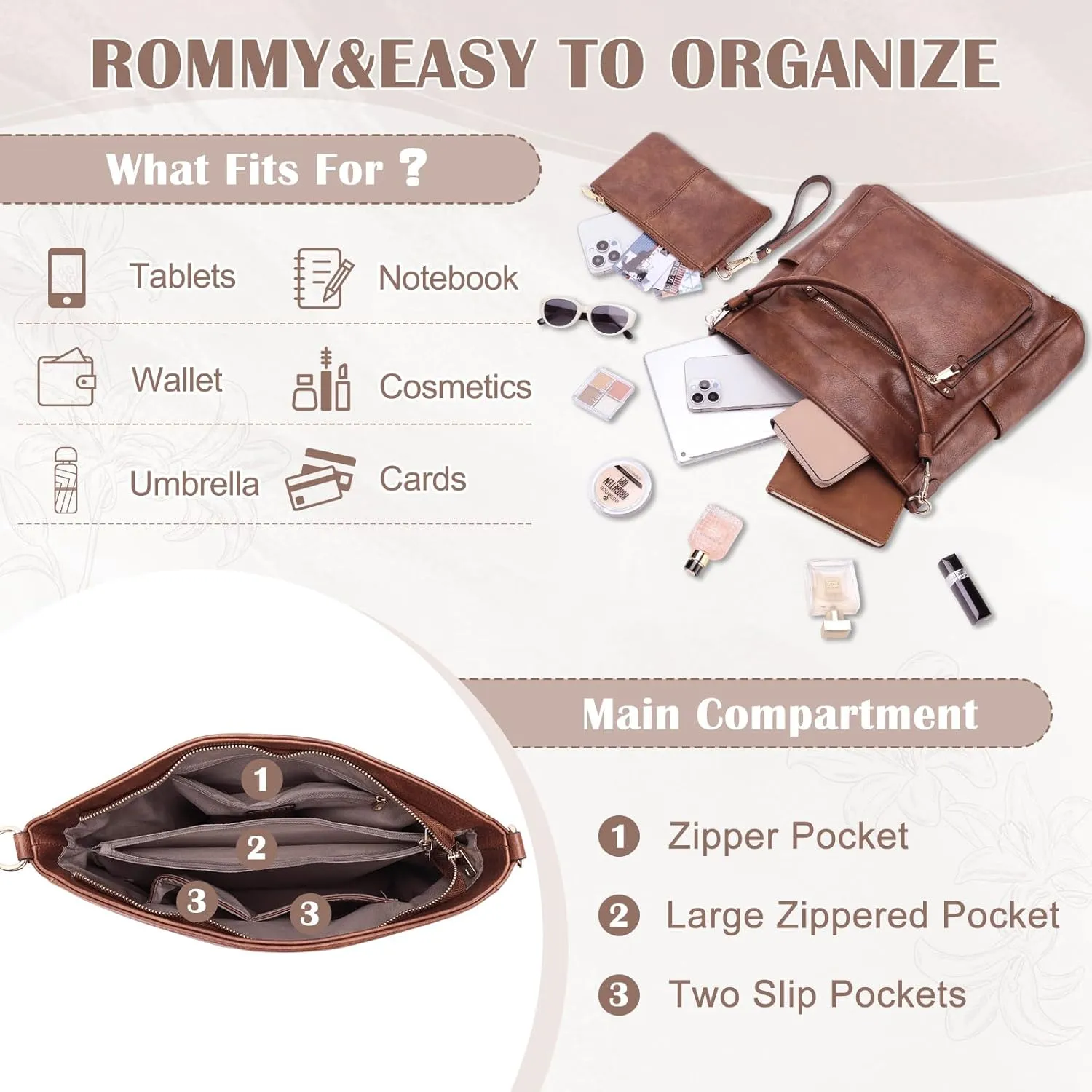 Kasqo Hobo Bags for Women,Medium Vegan Leather Handbag with Wallet Pouch Guitar Strap Crossbody Tote Purse Shoulder Bag