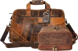 Leather Duffel Bag & Toiletry Bag Combo - The Best Masculine Travel Gift For Men