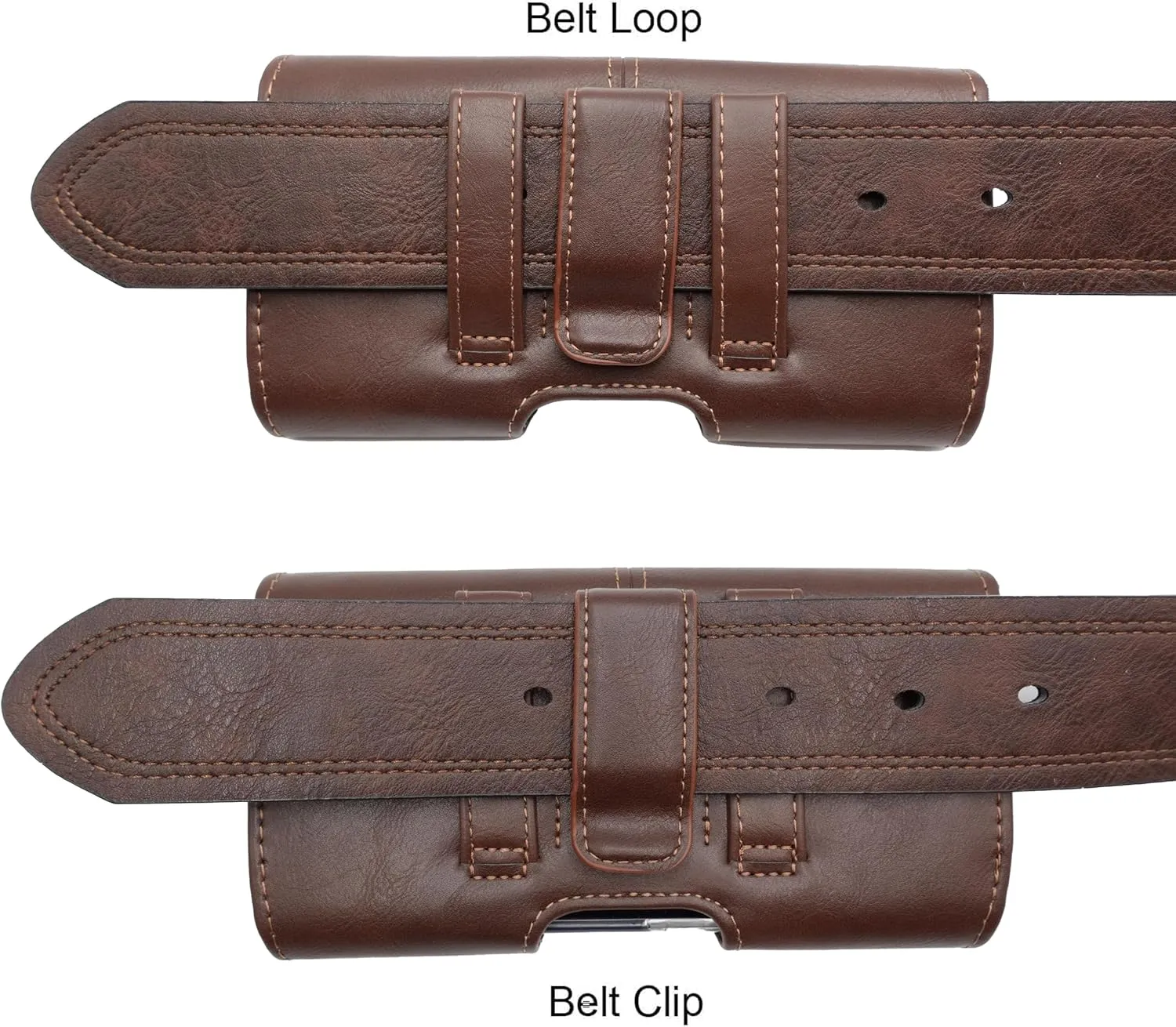 Leather Phone Holster for Men Fit to iPhone 15 Plus Horizontal Cell Phone Case for 15/14 Pro Max, Belt Case with Belt Clip Carrying Pouch Phone Holder for (Heavy-duty Case) Brown X-Large