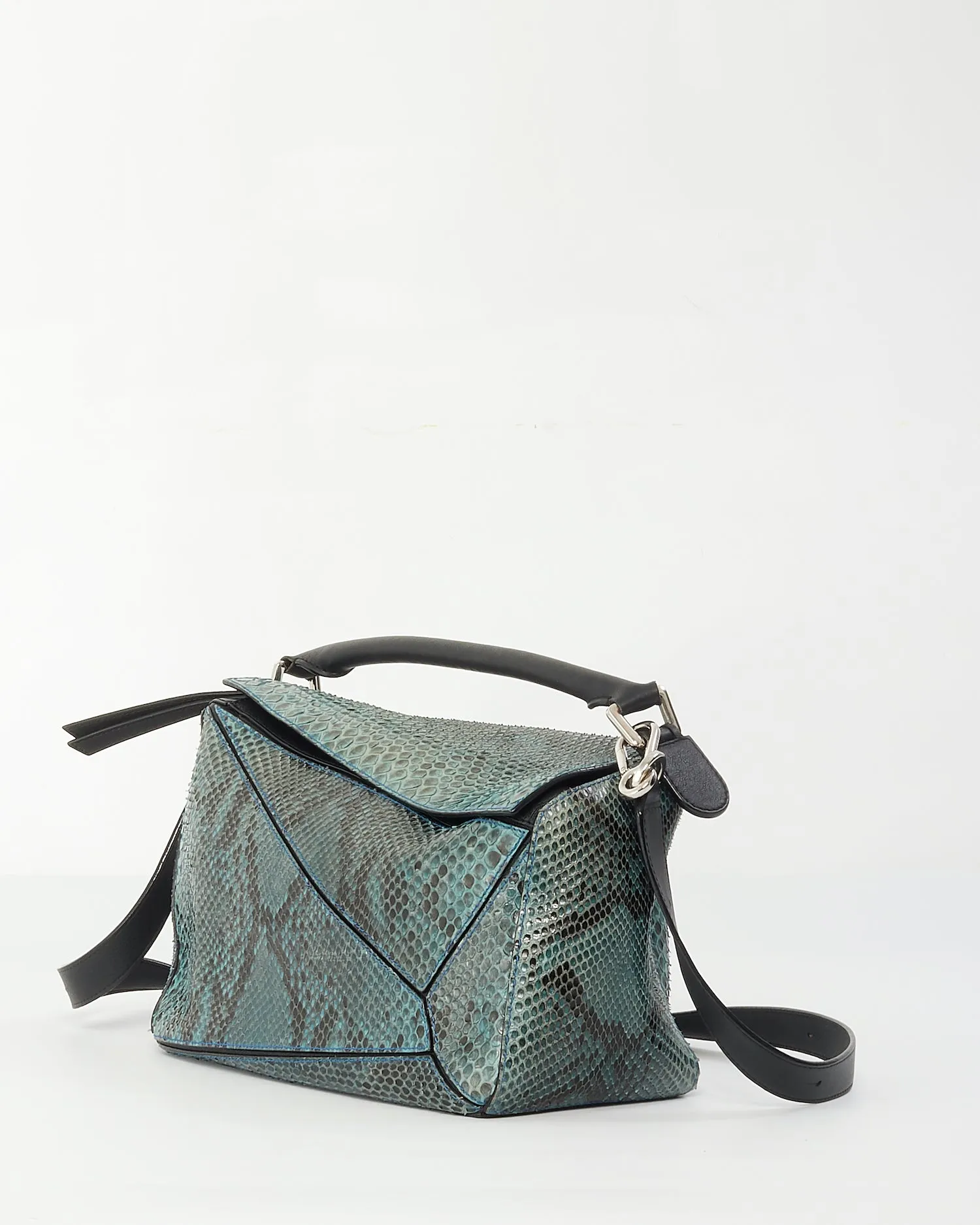 Loewe Blue Snake Skin Medium Puzzle Bag