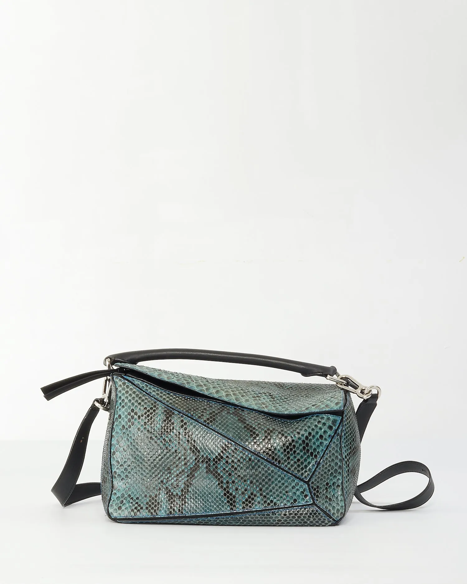 Loewe Blue Snake Skin Medium Puzzle Bag