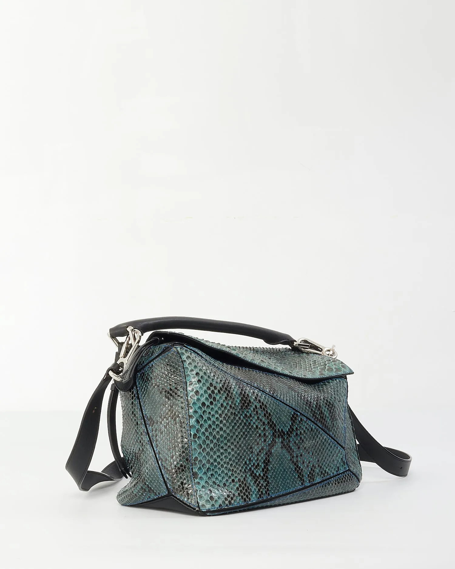 Loewe Blue Snake Skin Medium Puzzle Bag