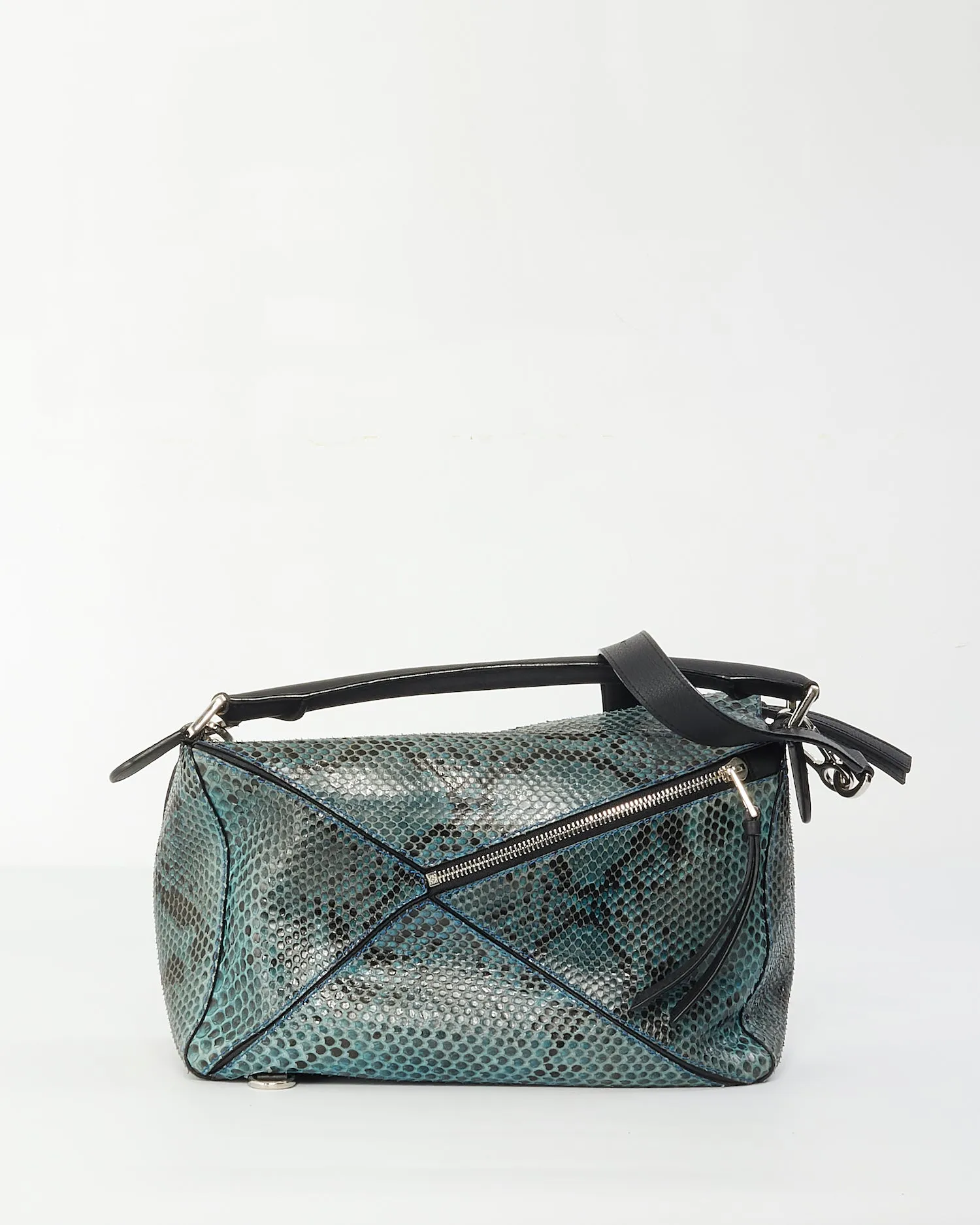 Loewe Blue Snake Skin Medium Puzzle Bag