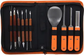 Lulu Home Halloween Pumpkin Carving Kit, 10 Pieces Professional Pumpkin Cutting Supplies for Jack-O-Lanterns with Bag