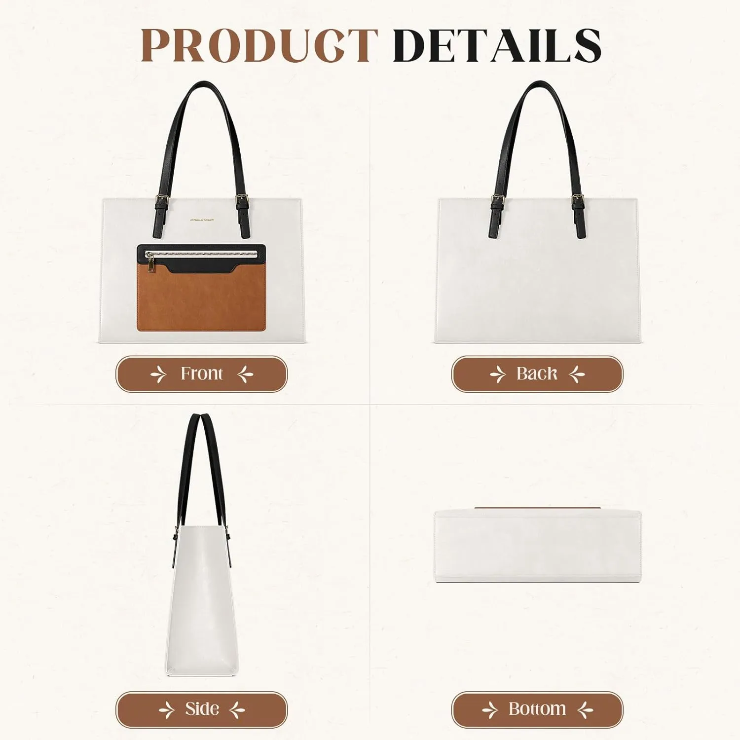 Maelstrom Leather Tote Bag, Laptop Bag for Women, Waterproof Briefcase with Clutch Bag, Work Handbags 15.6 Inch Computer