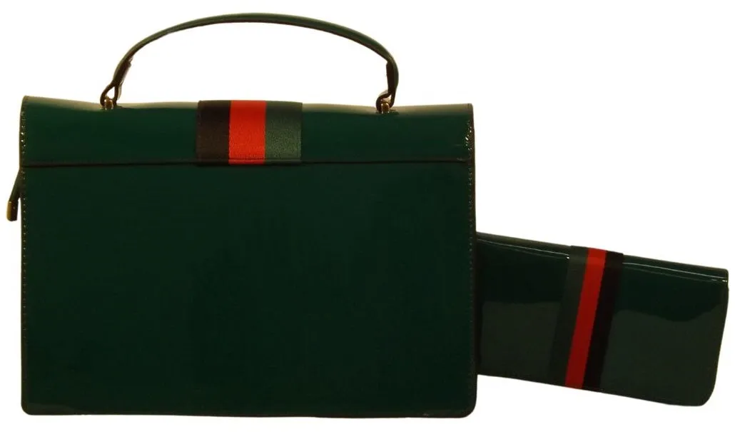Metallic Monogrammed Queen Bee Stripe 2-in-1 Boxy Satchel PMTD-0009W