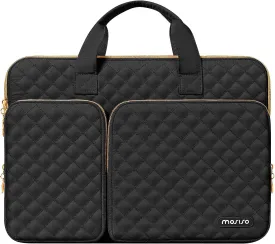 MOSISO 360 Protective Laptop Case 16 inch, 15-15.6 inch Laptop Sleeve Compatible with MacBook Pro 16 inch, HP Acer Dell Lenovo ASUS, Square Quilted Bag Cover with 2 Pockets&Handle&Belt, Black