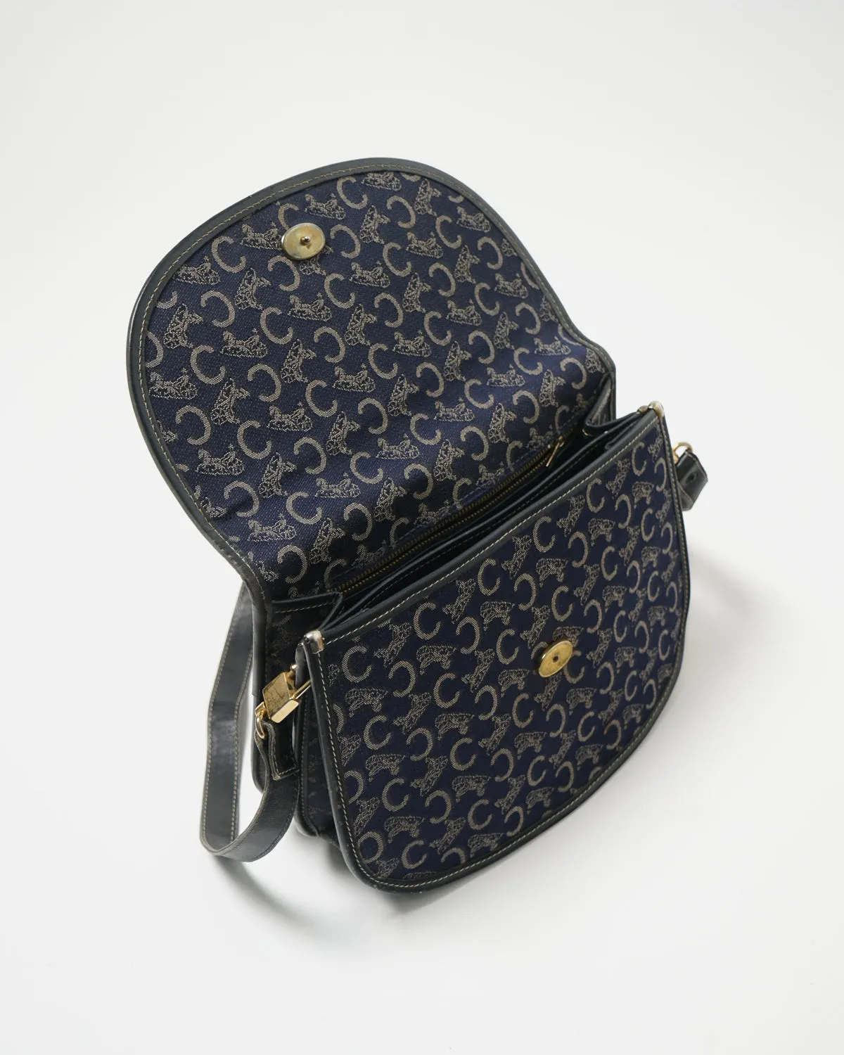 Navy Monogram Shoulder Bag