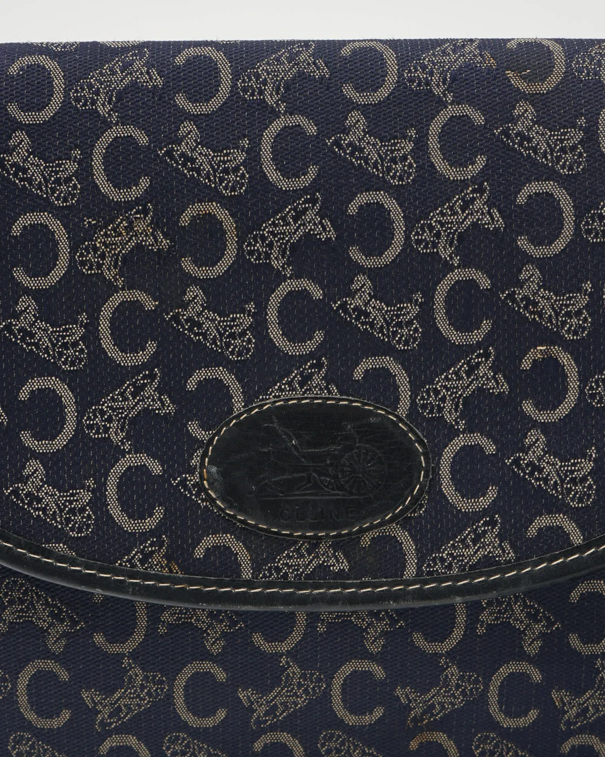 Navy Monogram Shoulder Bag