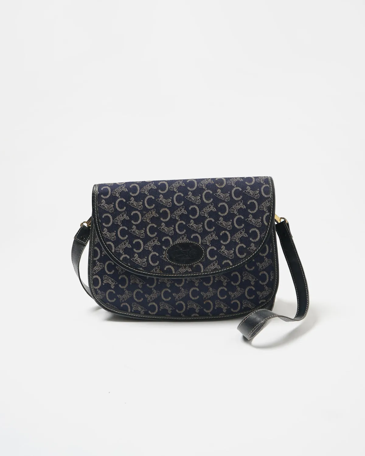 Navy Monogram Shoulder Bag