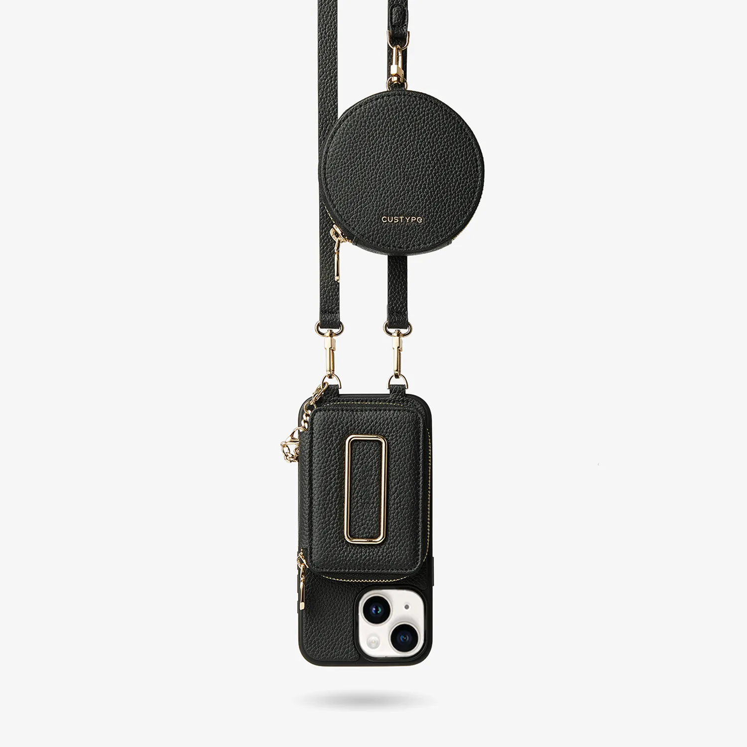 Original Design Set- Detachable Wireless Charging Crossbody Square Stand Wallet Phone Case Round Pouch Set