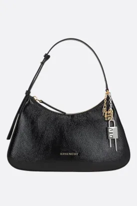 Padlock Chain Glossy Leather Shoulder Bag