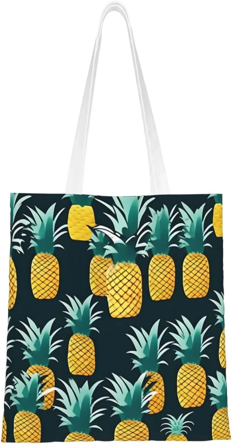 Pineapple Print Tote Bag For Women Bag For Beach Travel Work And Grocery Shopping