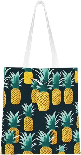 Pineapple Print Tote Bag For Women Bag For Beach Travel Work And Grocery Shopping