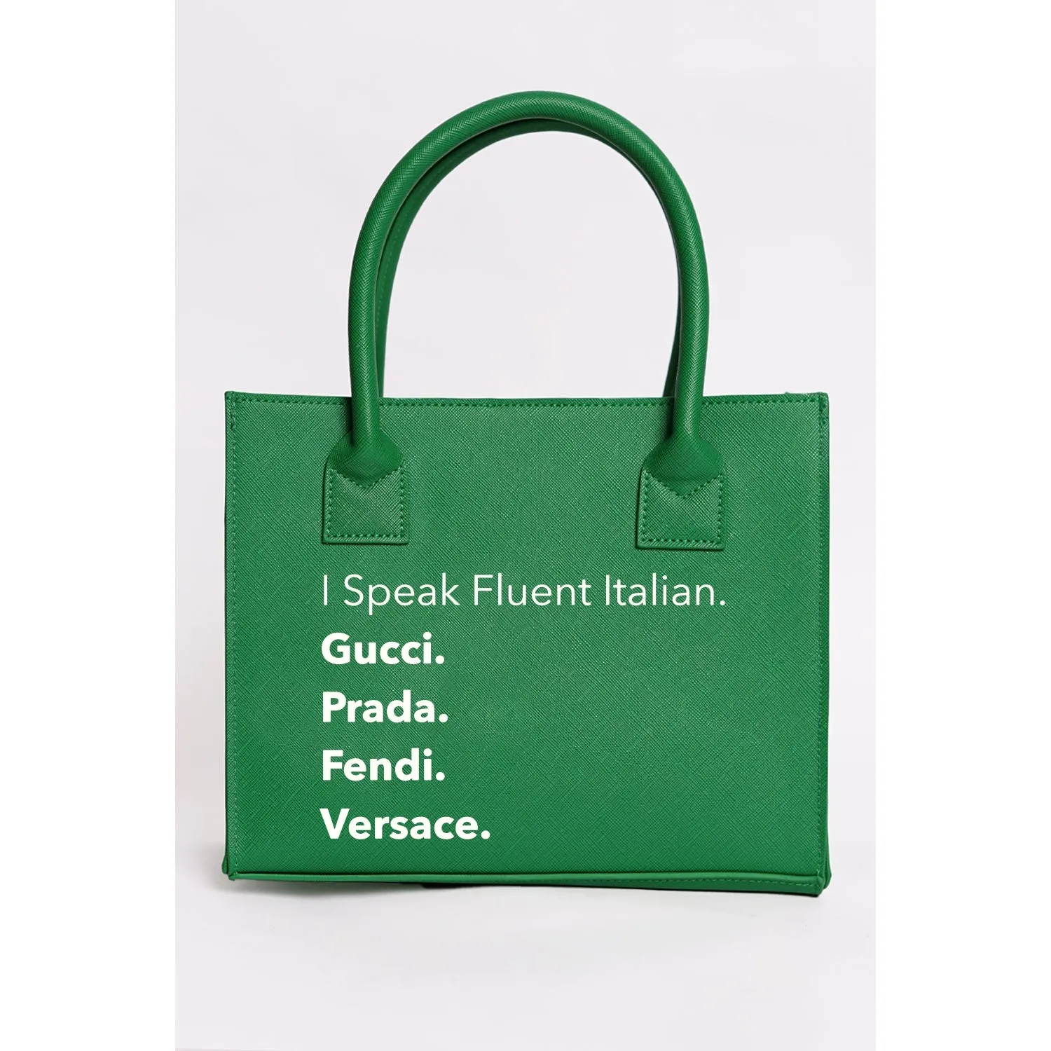 "Nouveau Riche" Vegan Mini Tote- Kelly Green Fluent Italian