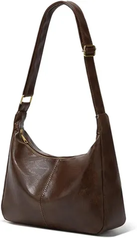 Shoulder Bag for Women,Slouchy Hobo Bags Lightweight Everyday Purse Vintage PU Leather Tote Bag for Work/Travel