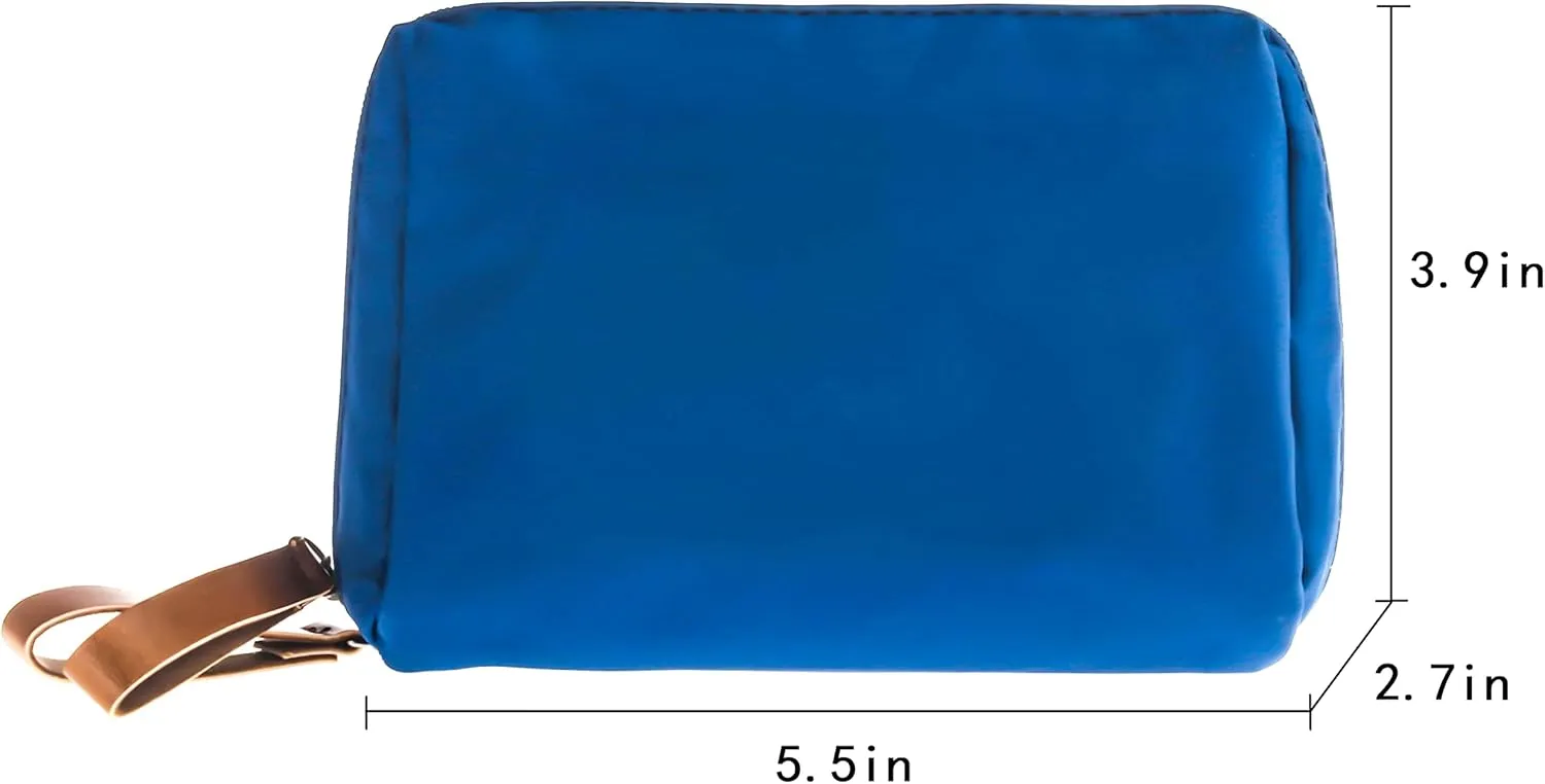 Small Makeup Bag for Purse Portable Waterproof Cosmetic Bag Travel Makeup Pouch for Women (Blue, Square)