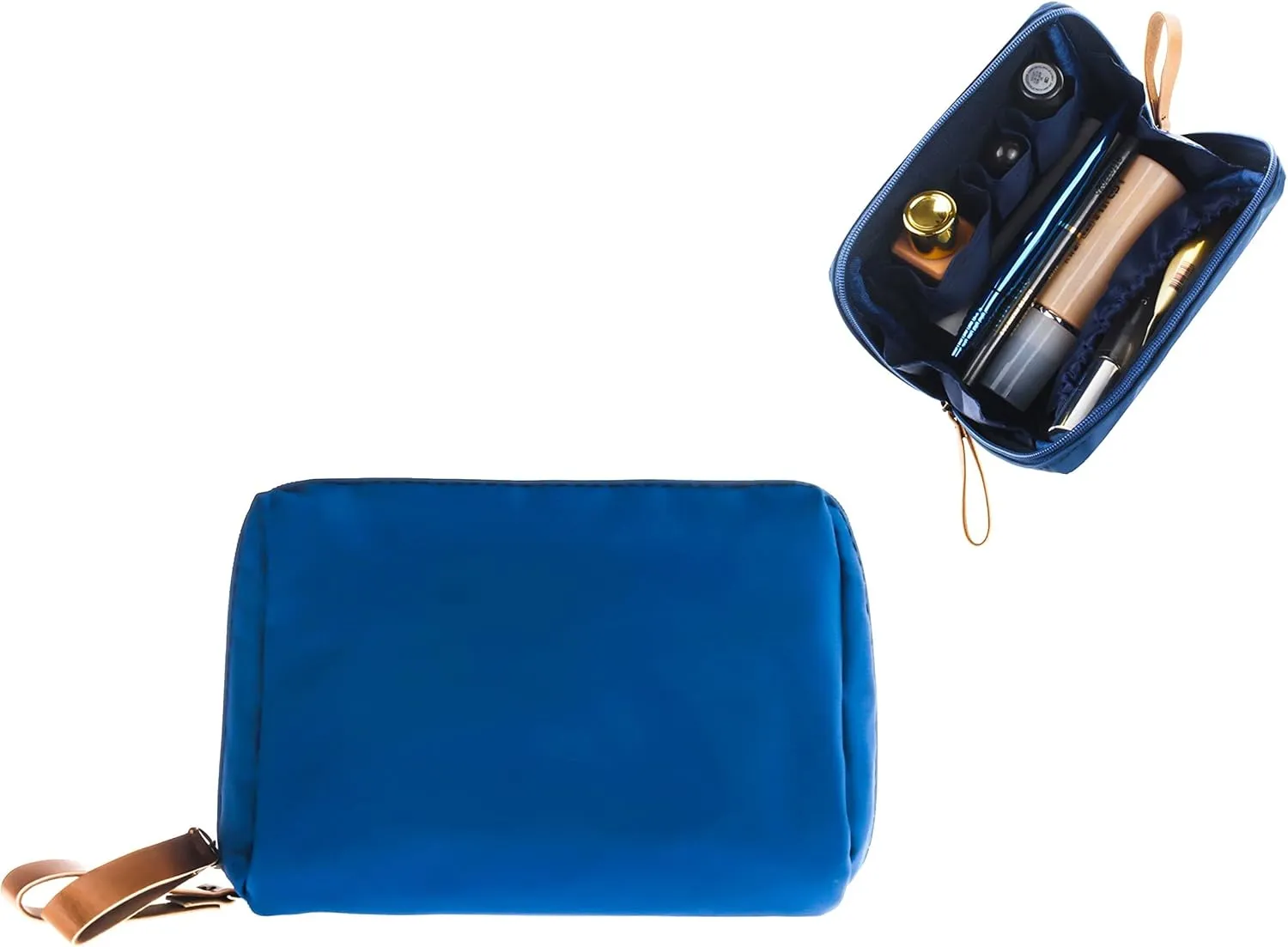 Small Makeup Bag for Purse Portable Waterproof Cosmetic Bag Travel Makeup Pouch for Women (Blue, Square)