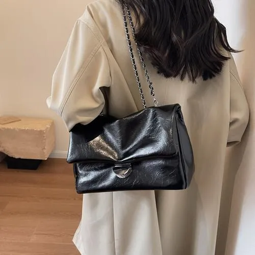 Soft Vegan Hobo Envelop Shoulder Chain Strap Bag