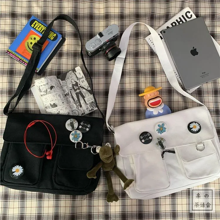 Solid Color Multi-Pocket Crossbody Bags