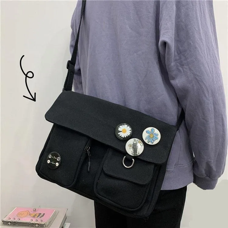 Solid Color Multi-Pocket Crossbody Bags