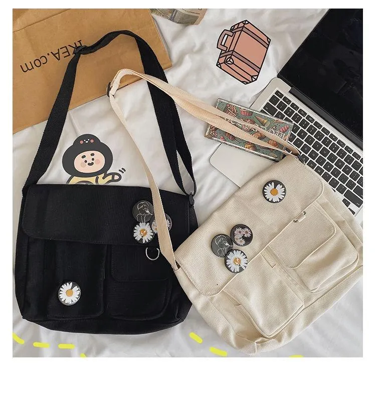 Solid Color Multi-Pocket Crossbody Bags