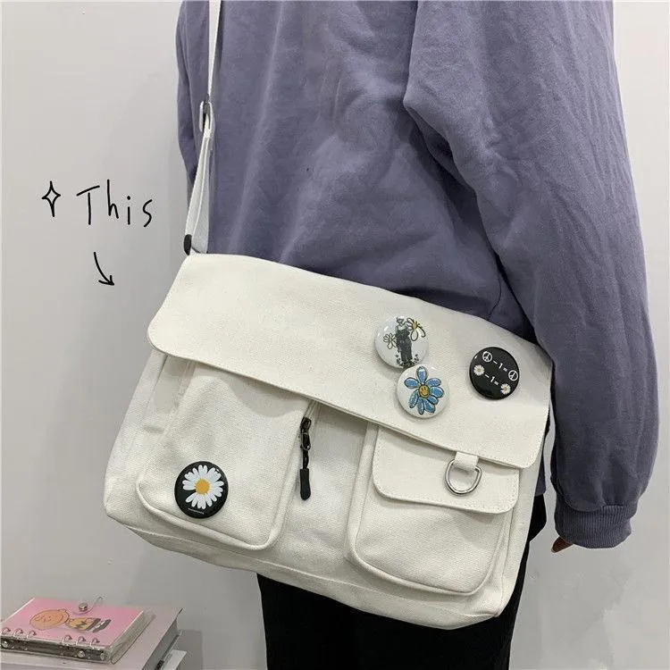 Solid Color Multi-Pocket Crossbody Bags