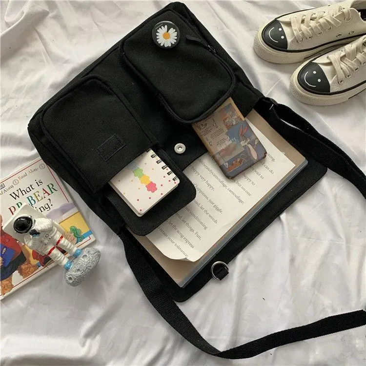 Solid Color Multi-Pocket Crossbody Bags