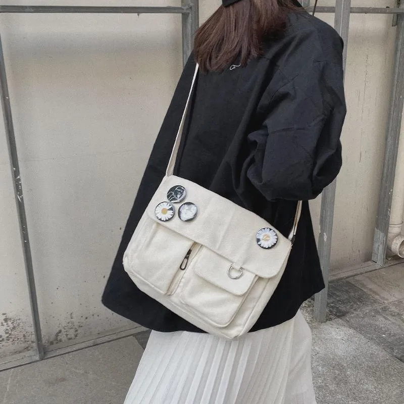 Solid Color Multi-Pocket Crossbody Bags