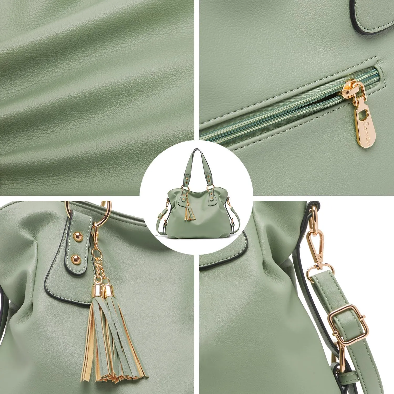 Soperwillton Fashion Handbag for Women Shoulder Bag Top Handle Satchel Hobo Tote Bag Purse Set 4pcs