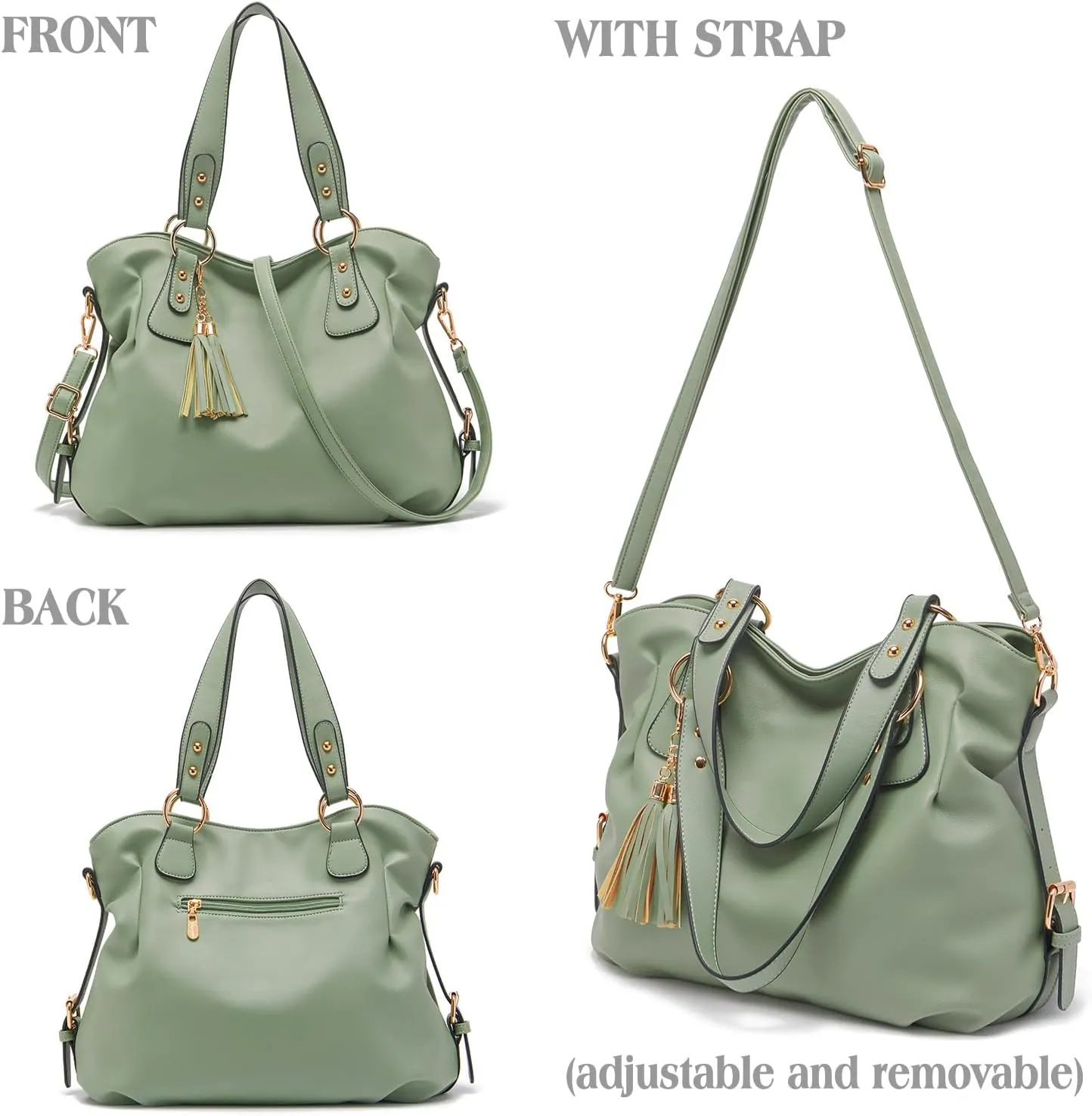 Soperwillton Fashion Handbag for Women Shoulder Bag Top Handle Satchel Hobo Tote Bag Purse Set 4pcs