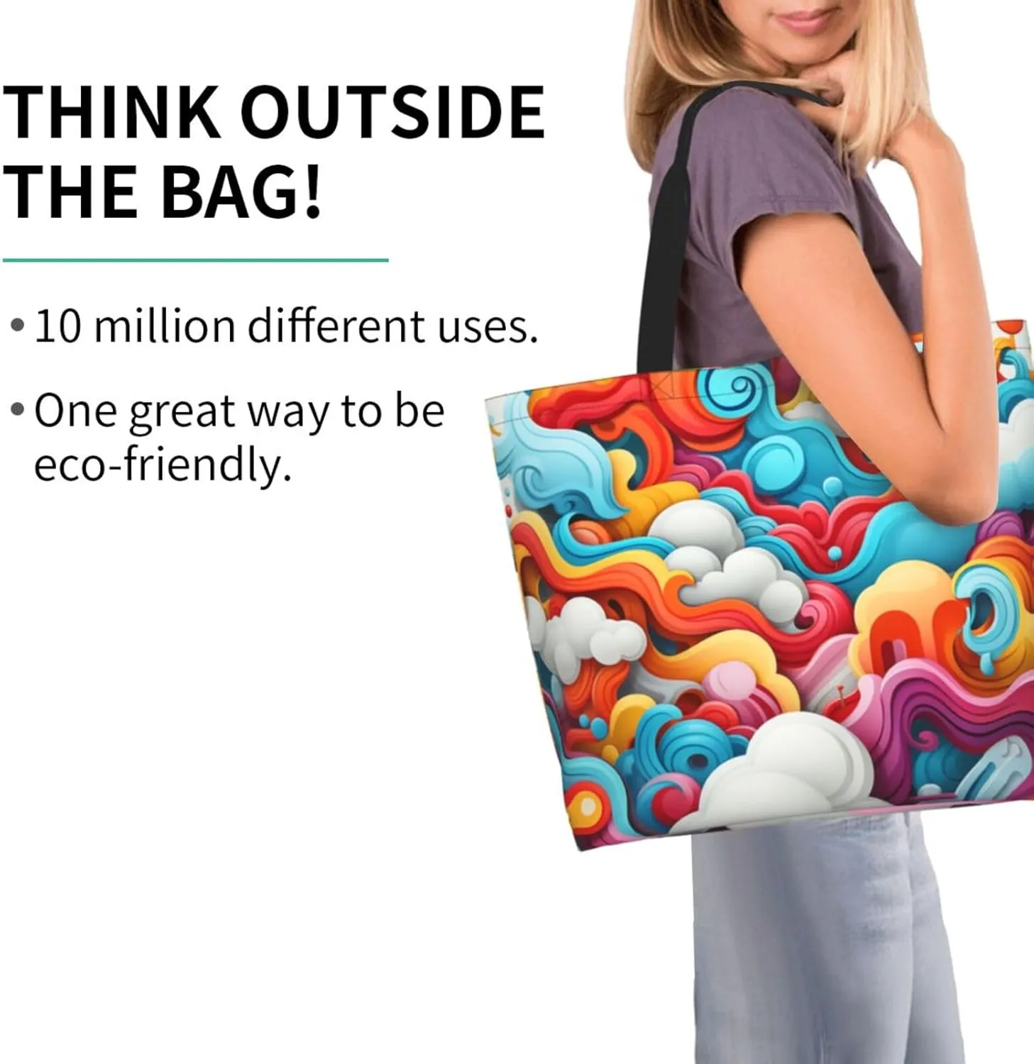 Tote Bag for Women Reusable Grocery Bag Shopping Bag Brown and White Spots Tote Bags Handbag Foldable Shoulder Bag
