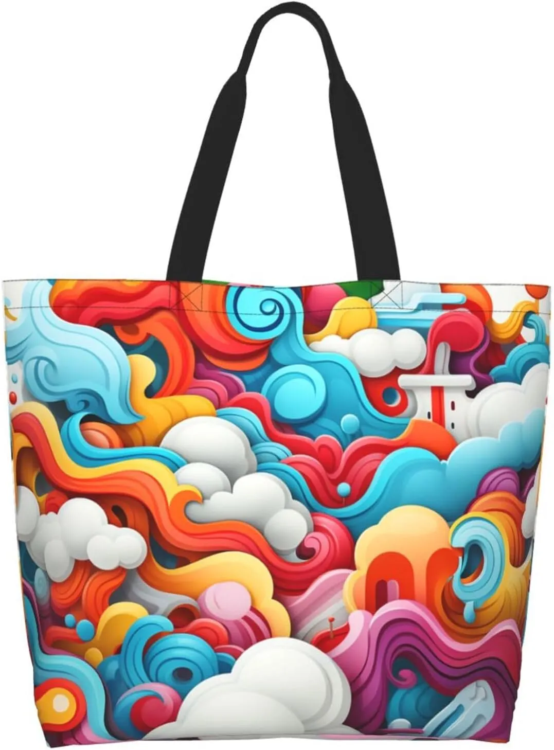 Tote Bag for Women Reusable Grocery Bag Shopping Bag Brown and White Spots Tote Bags Handbag Foldable Shoulder Bag