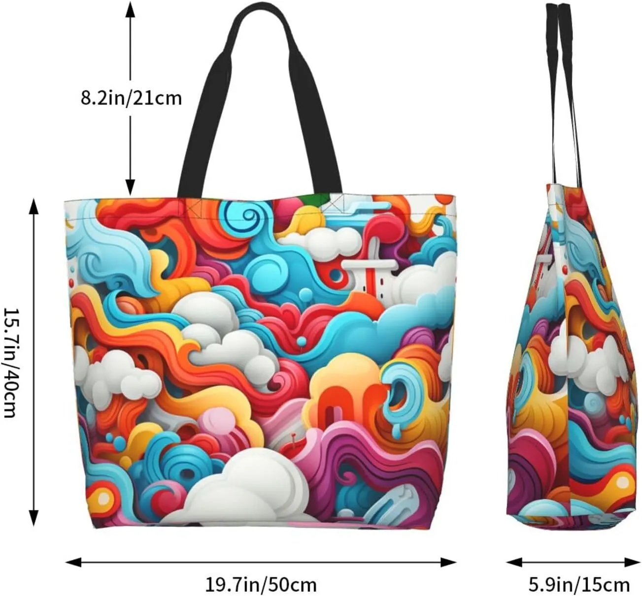 Tote Bag for Women Reusable Grocery Bag Shopping Bag Brown and White Spots Tote Bags Handbag Foldable Shoulder Bag