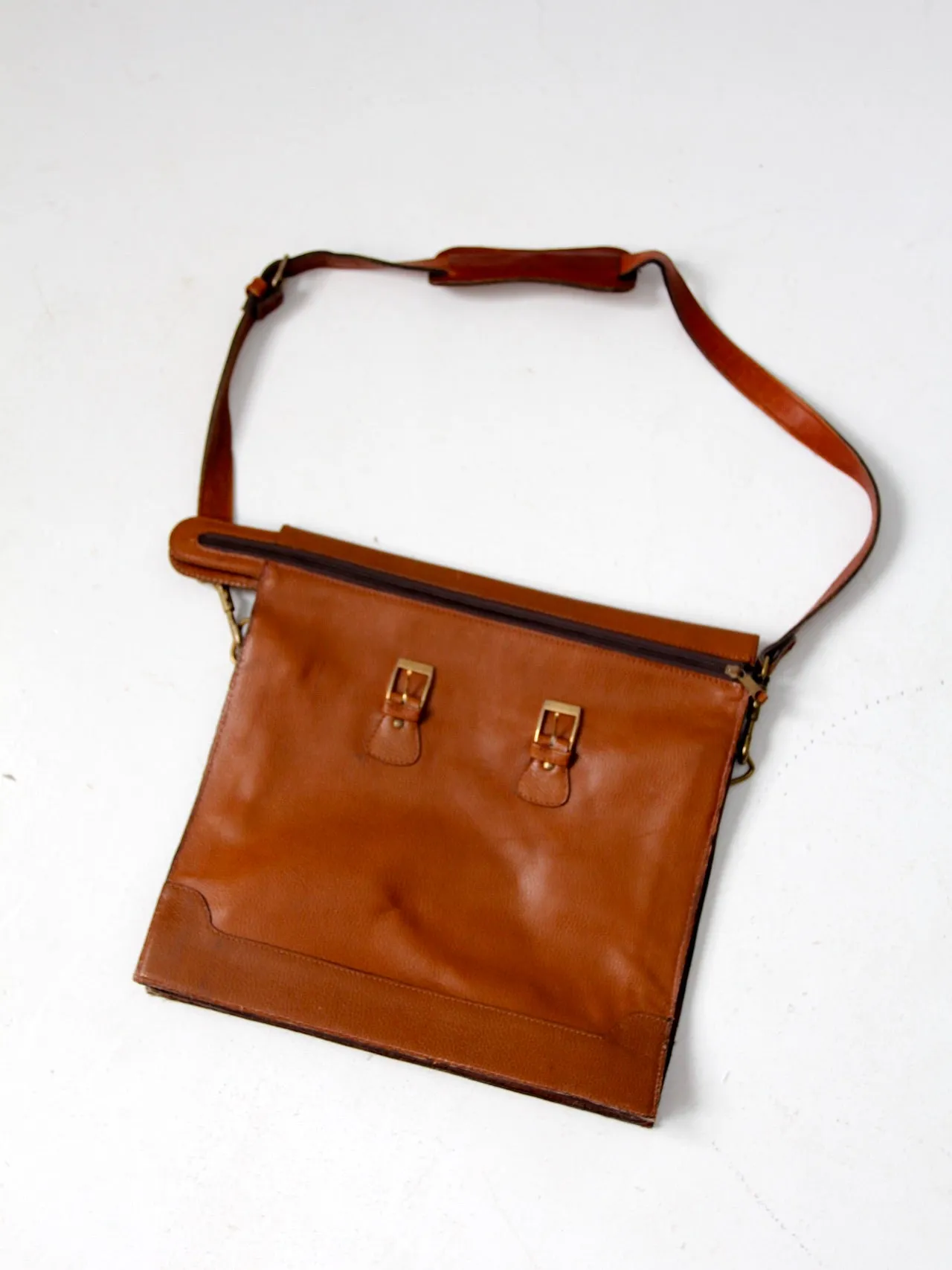 vintage 70s leather messenger bag