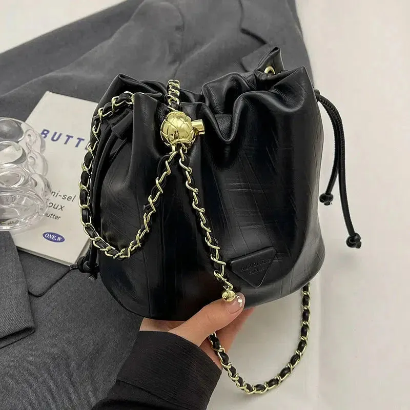 Vvsha Metallic Drawstring Chain Bag