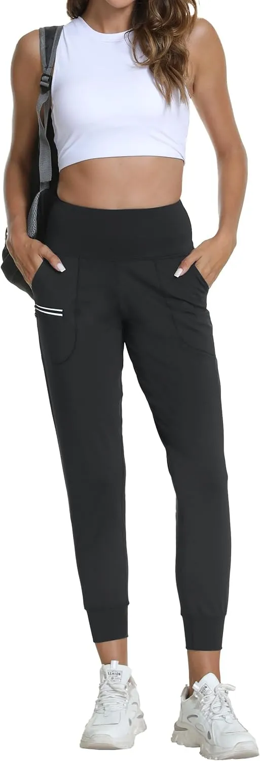 Women's Workout Joggers with Pockets-Quick Dry Athletic Lounge Pants for Hiking Yoga and Running